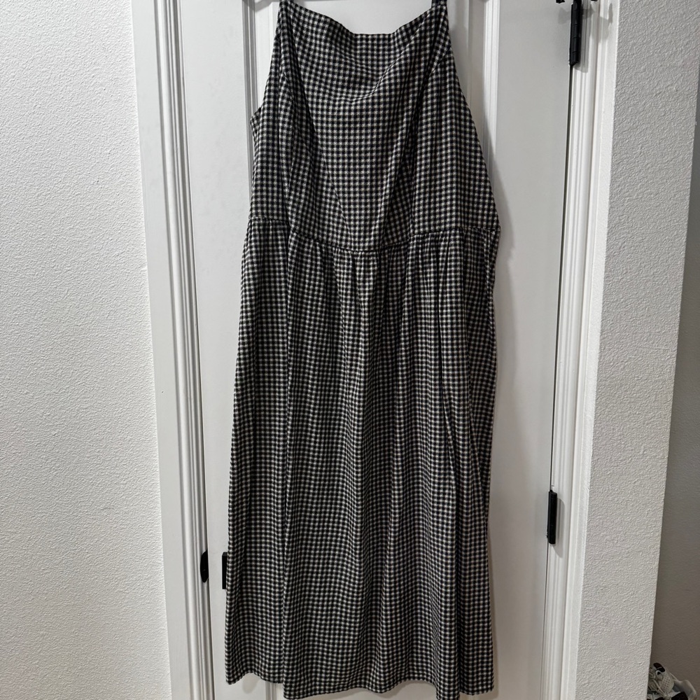 Old Navy Black and White Gingham Halter Maxi Dress